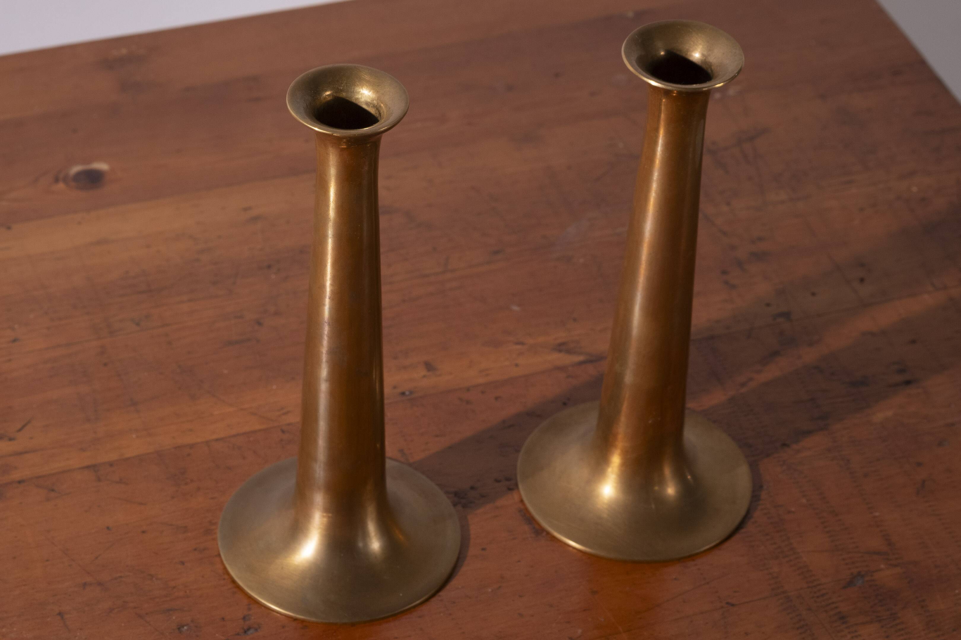 2x Hans Bølling Brass Candlesticks for Torben Ørskov, Denmark 1950s