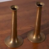 2x Hans Bølling Brass Candlesticks for Torben Ørskov, Denmark 1950s