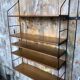 Ancienne etagère murale modulable tomado métal noir + bois clair vintage