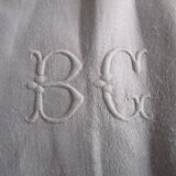 Old monogram damask tablecloth 280x210cm