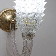 Set of 2 Art Deco Wall Light in Murano Rostrato Glass by Barovier e Toso, 1