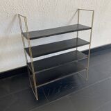 Vintage 1960 String wall shelf black and gold - 60 x 48 cm