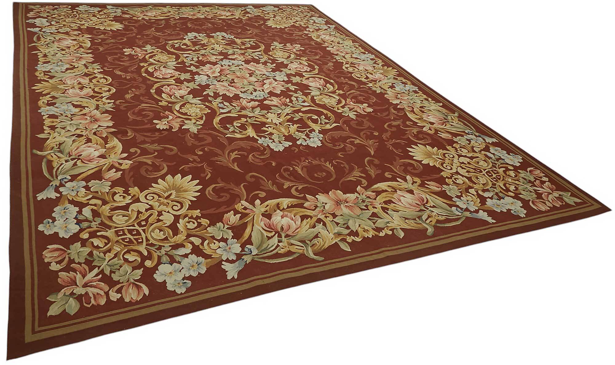 Handmade European Vintage Aubusson Kilim 302 cm x 410 cm