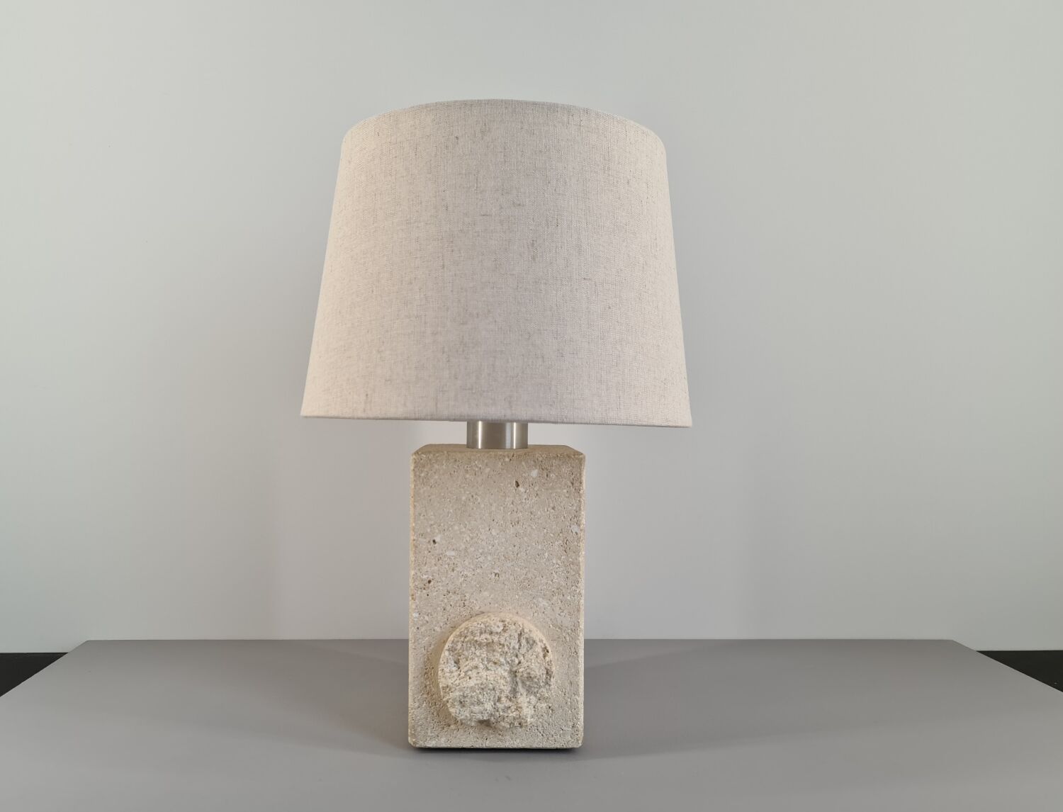 French sculpture lamp in white stone, 60s