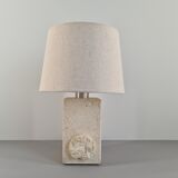 French sculpture lamp in white stone, 60s