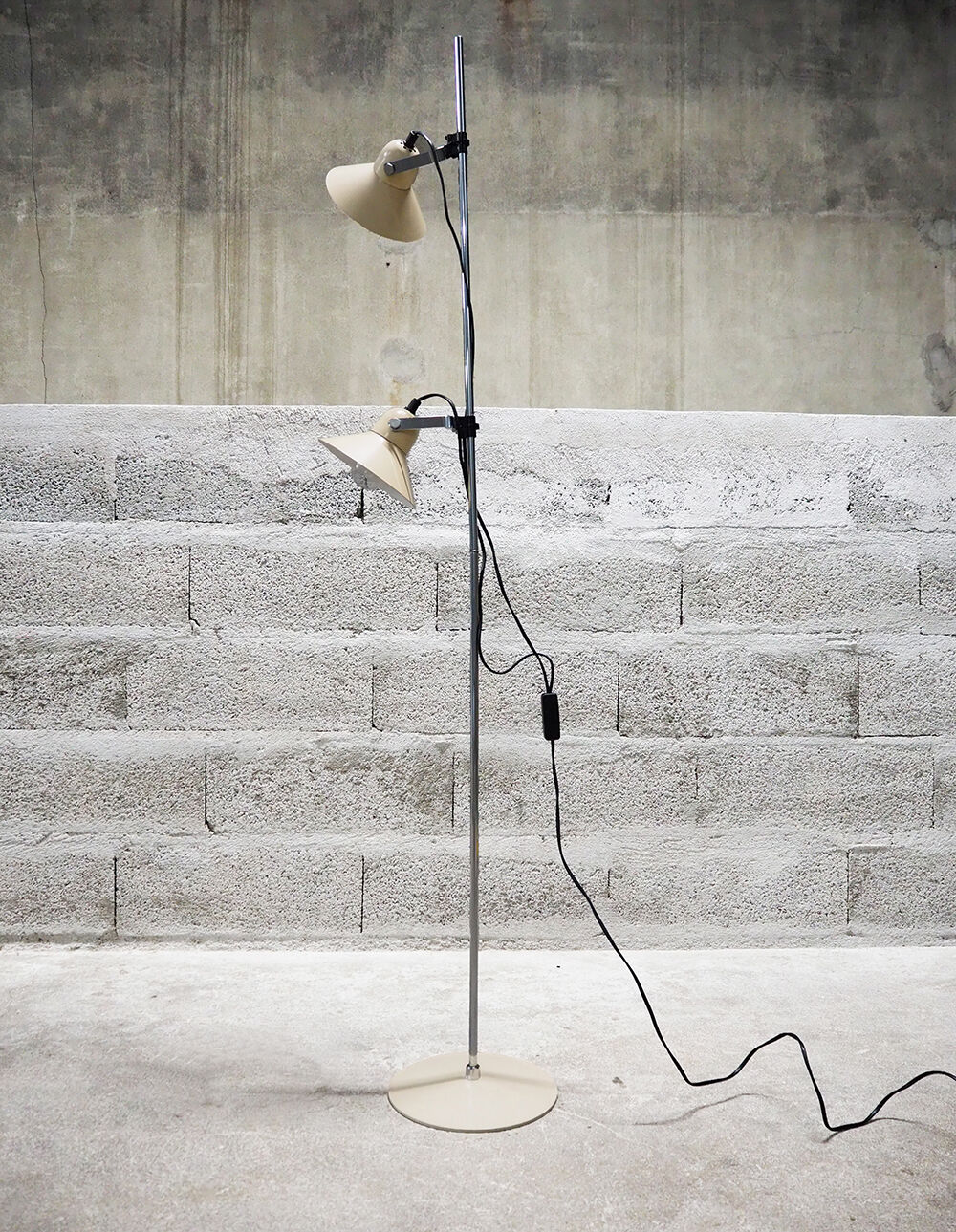Metal two-spot floor lamp by Aluminor, 70s