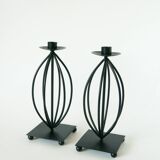 Pair of wrought iron candlesticks, Vintage