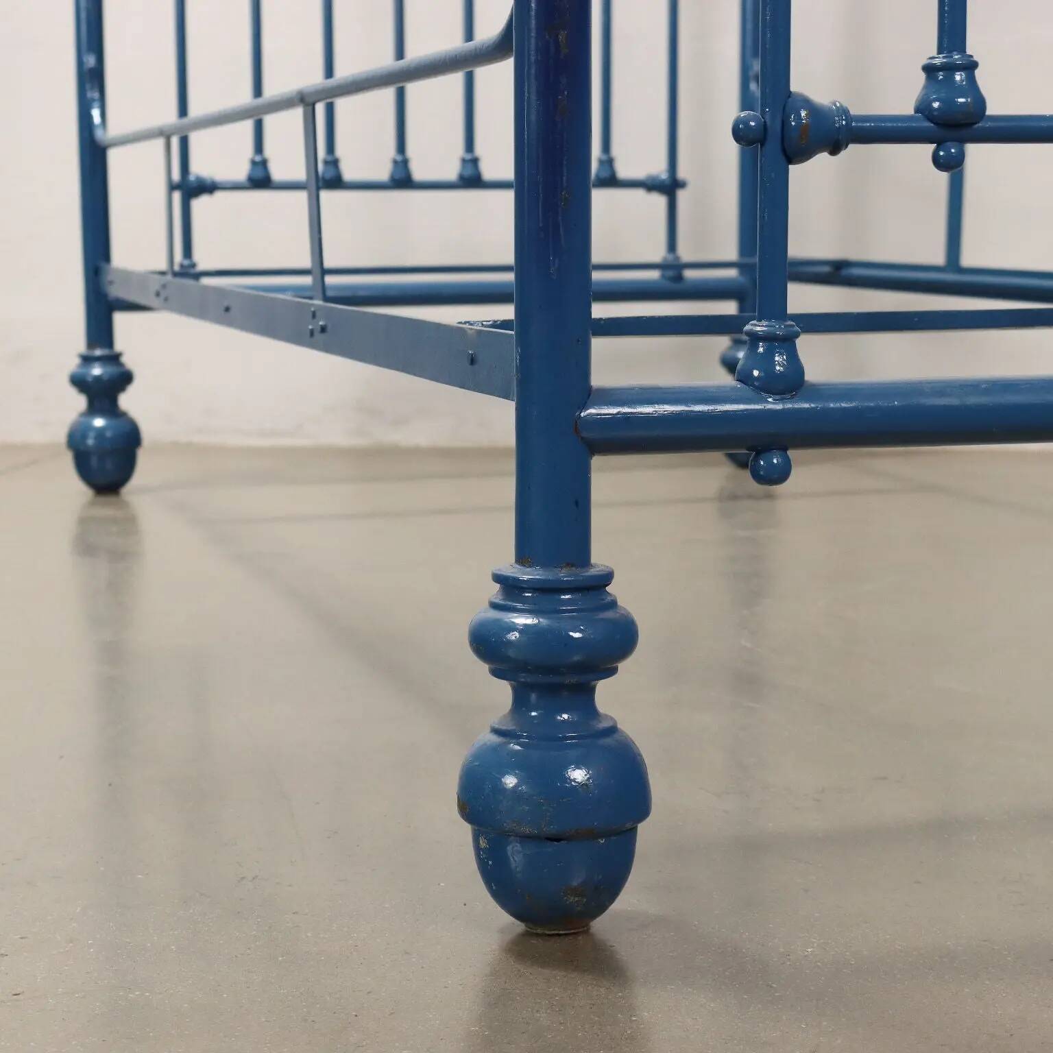 Simple old lacquered iron bed, Italy, 19th-20th century.