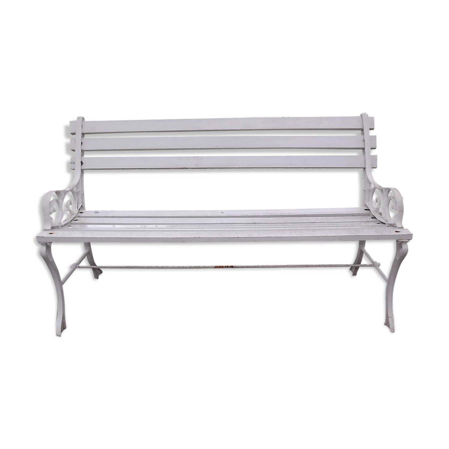 1960s cast iron and wood bench
