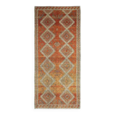 Vintage Turkish Hand-Knotted Wool Cotton Orange Area Rug 150x333