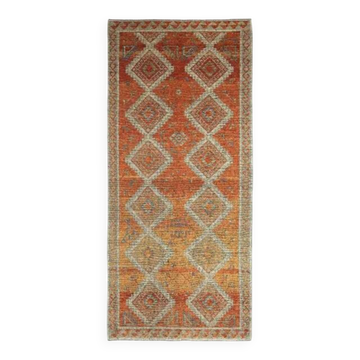 Vintage Turkish Hand-Knotted Wool Cotton Orange Area Rug 150x333