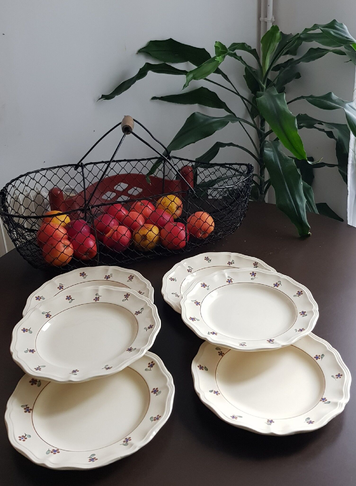 Set of 6 flat plates Digoin Sarreguemines