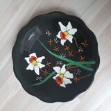 Fruit cup dish longwy france daffodils numbered deco flower on foot
