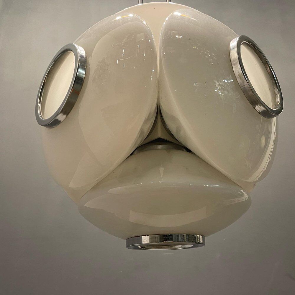 Mid-Century Italian Opaline Glass Light Pendant