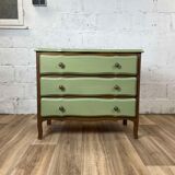 Commode vintage 3 tiroirs en bois restaurée avec peinture Libéron