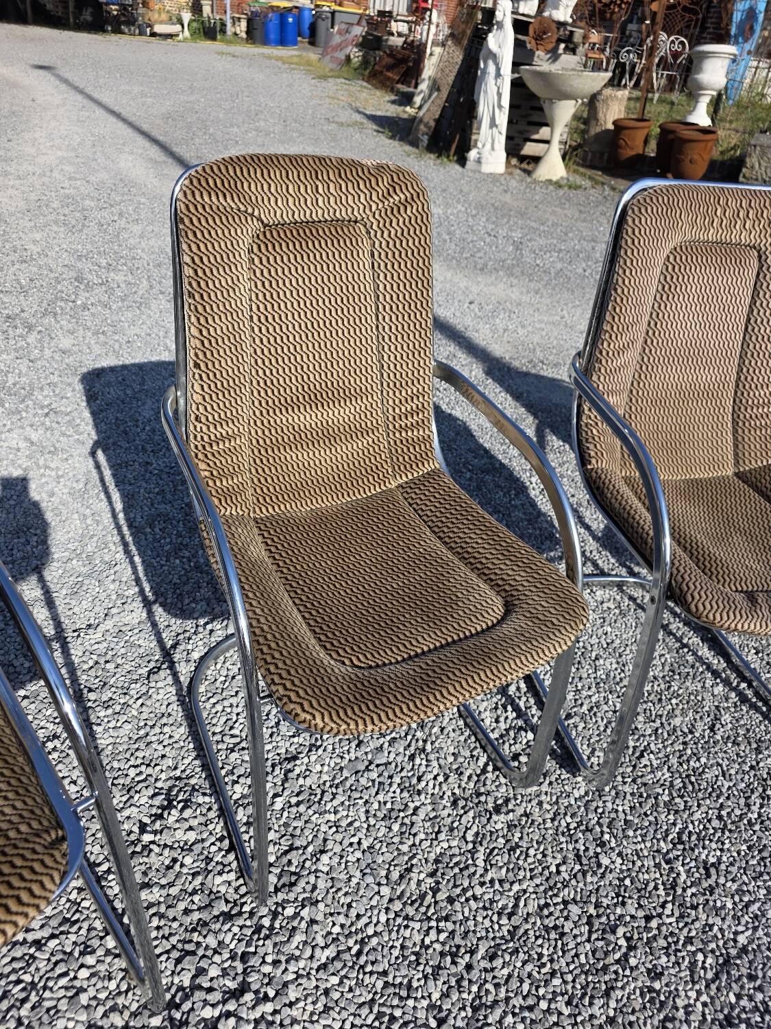 4 chaises Cidue en métal chromé, années 70