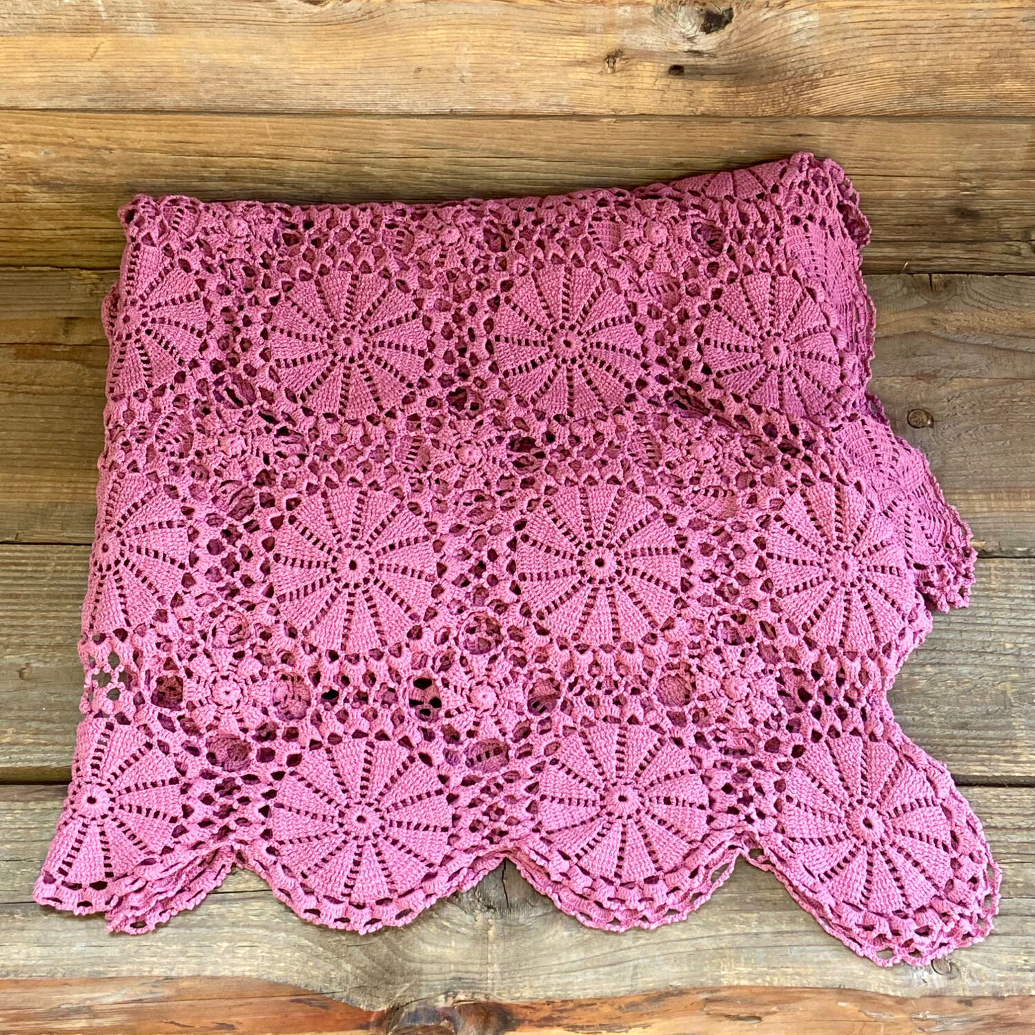 ANCIEN GRAND COUVRE-LIT fait main au crochet EUR 19,00 - FR