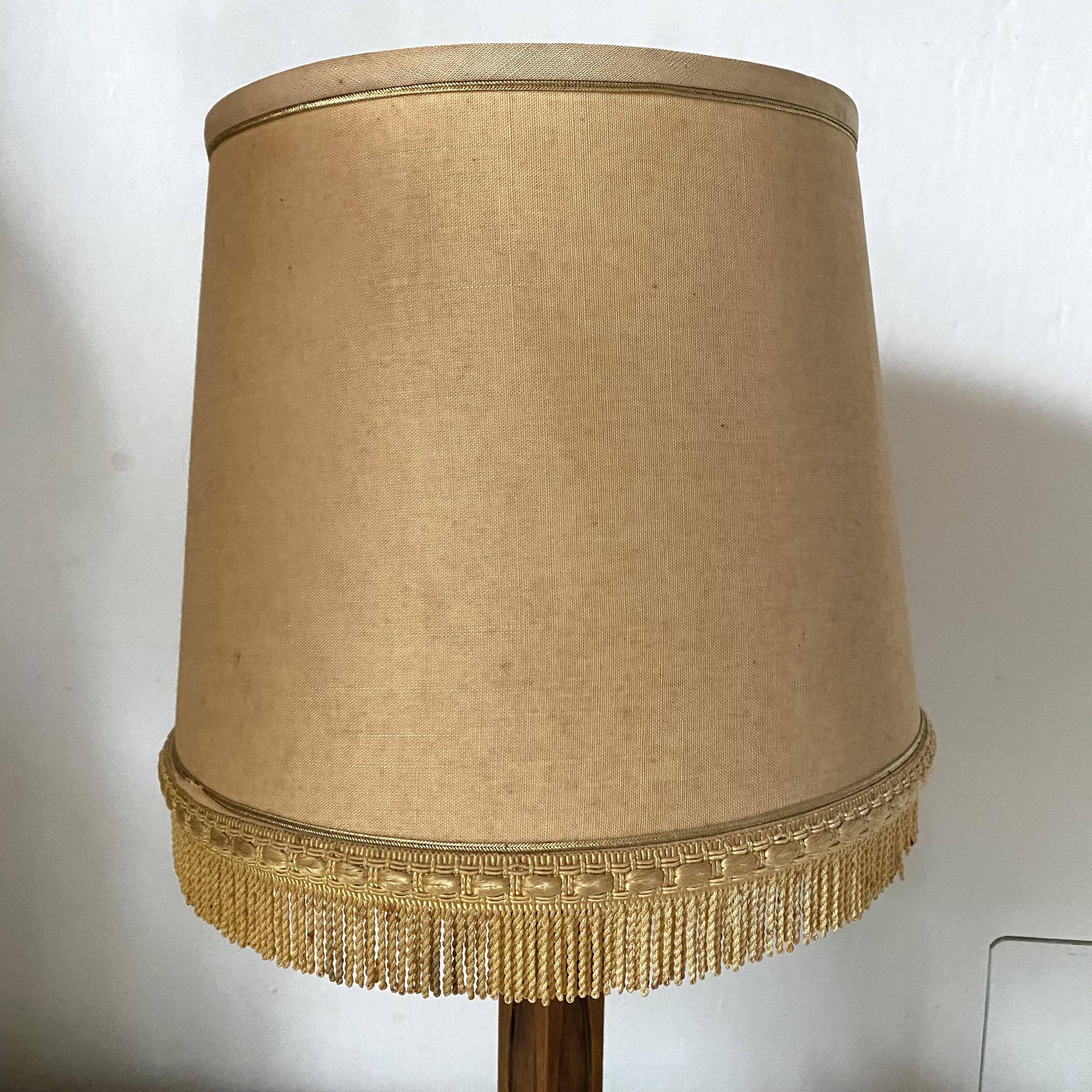 Art deco wooden lamp with photo holder