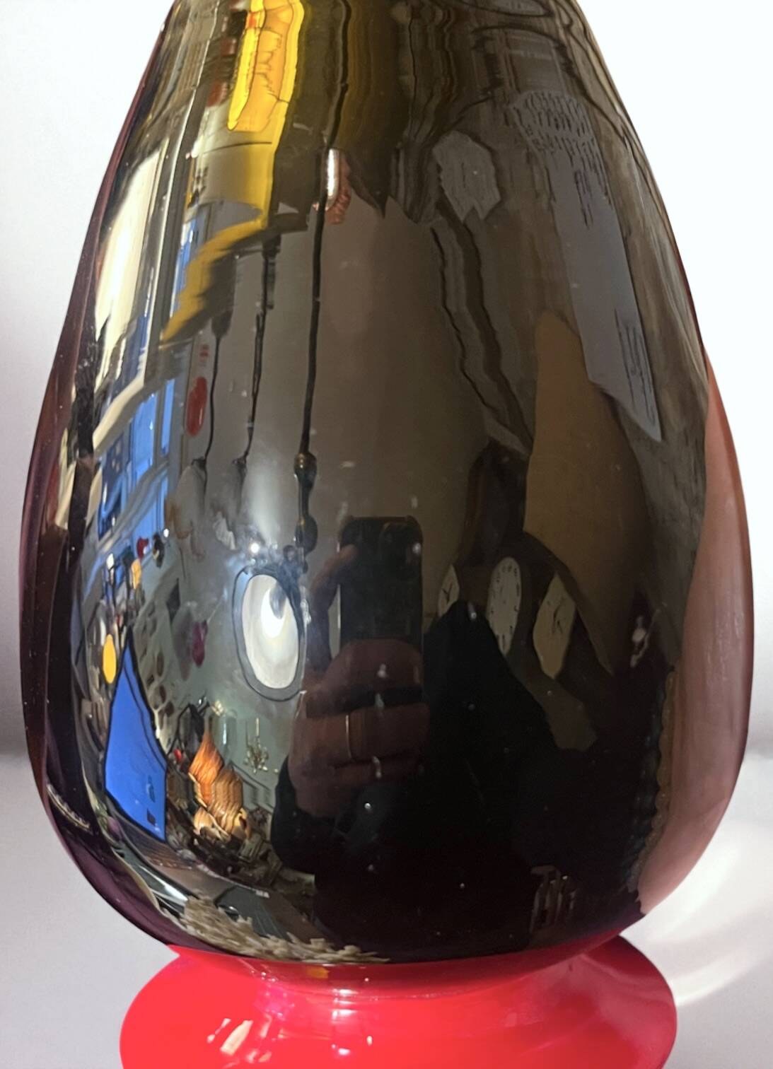 Black and red Murano glass vase by Nason & Moretti, Art Deco carafe