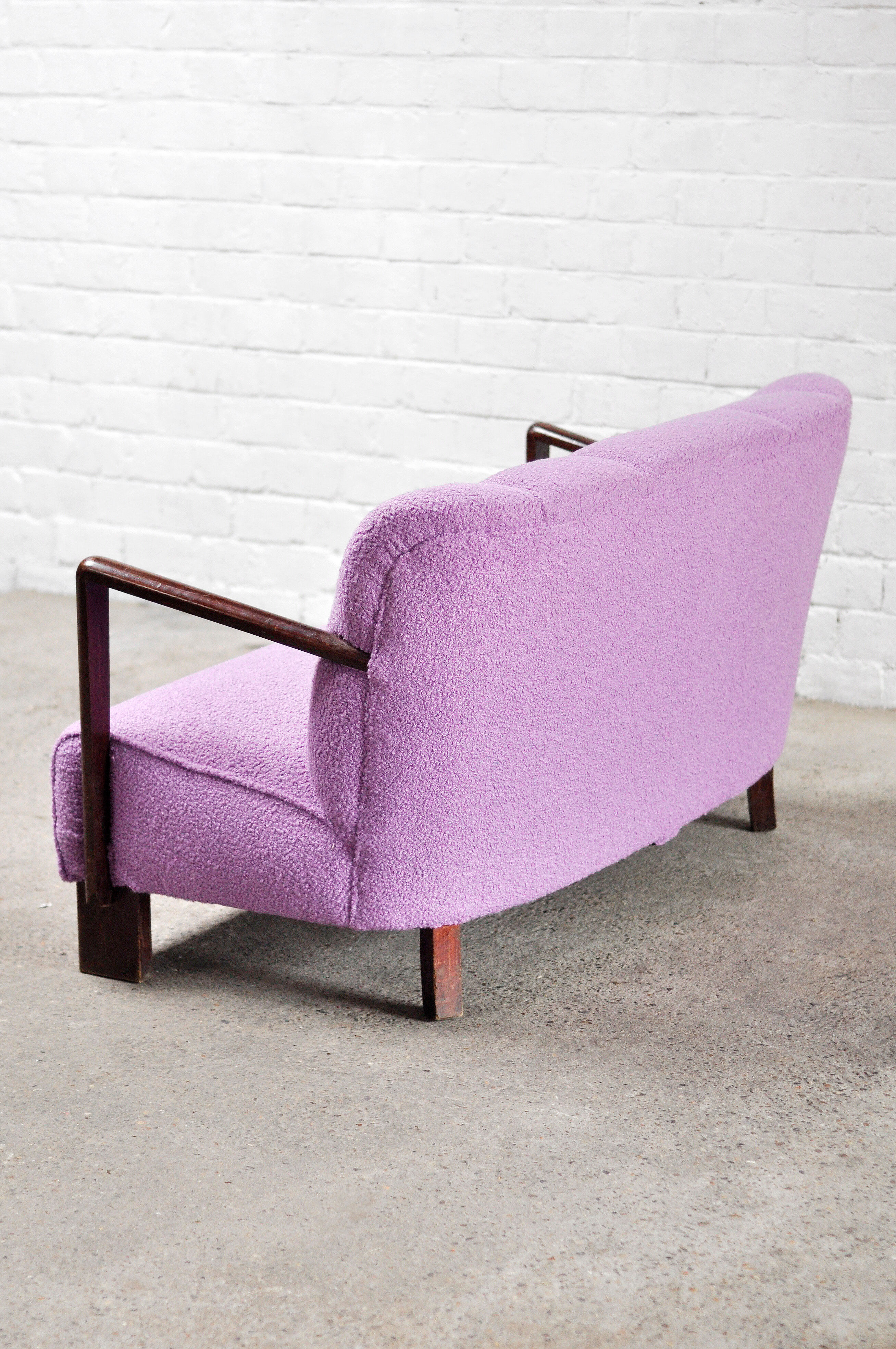 Mid-Century Italian Sofa in Purple Bouclé Wool, 1950s
