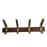 Scandinavian design coat hook in teak and gold aluminum