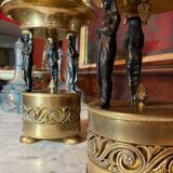 Italian Empire Bronze and Brass Tazzas with Sphinxes, 1800s, Set of 2