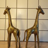 Pair of brass giraffes