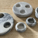Series of 5 vintage candle holders in Carrara marble