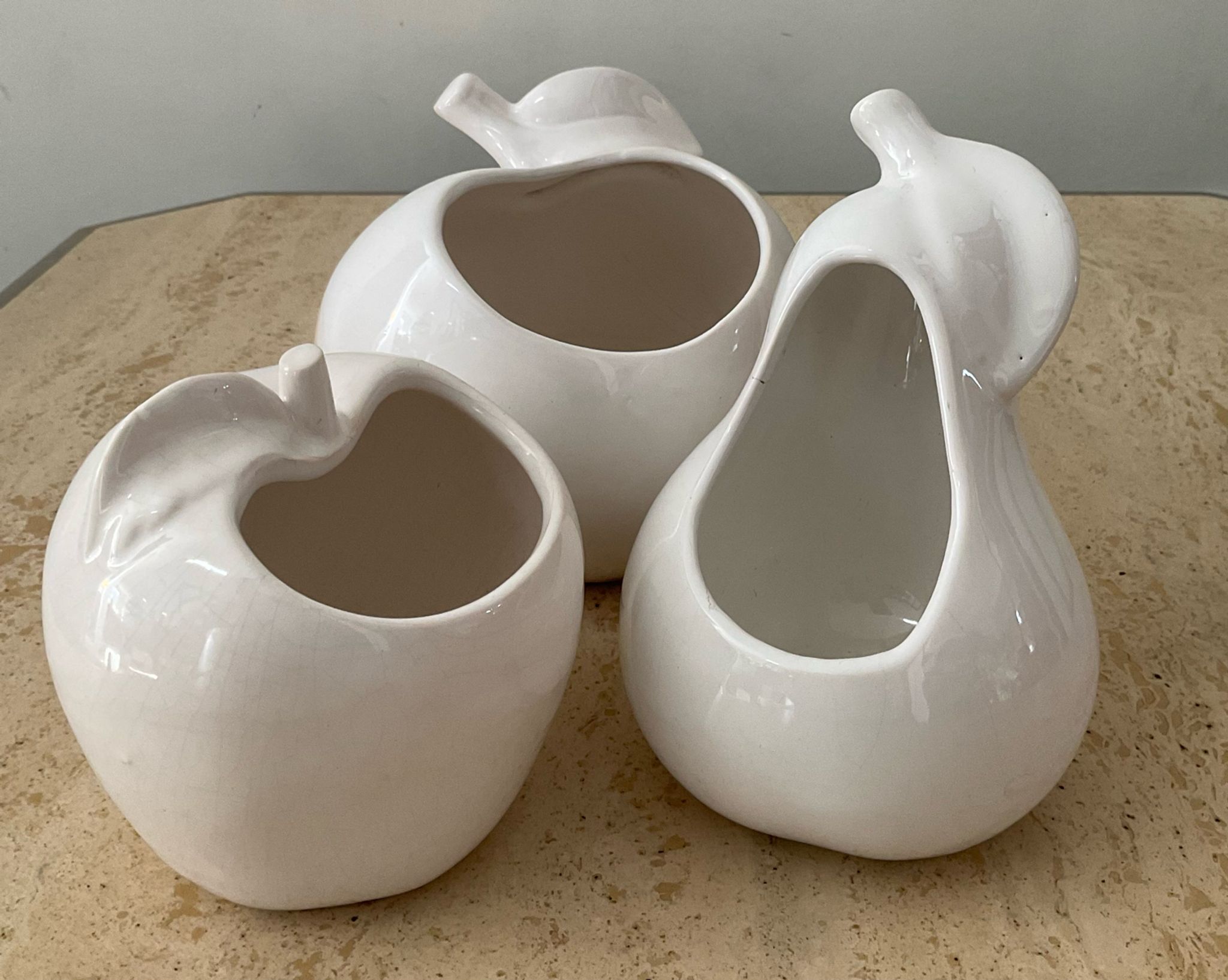 Trio of cache pot vintage apple glazed ceramic