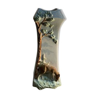 Vintage/old - pretty vase, animal, floral