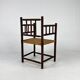 Fauteuil en hêtre teinté et paille de style Jacobéen, 1900s