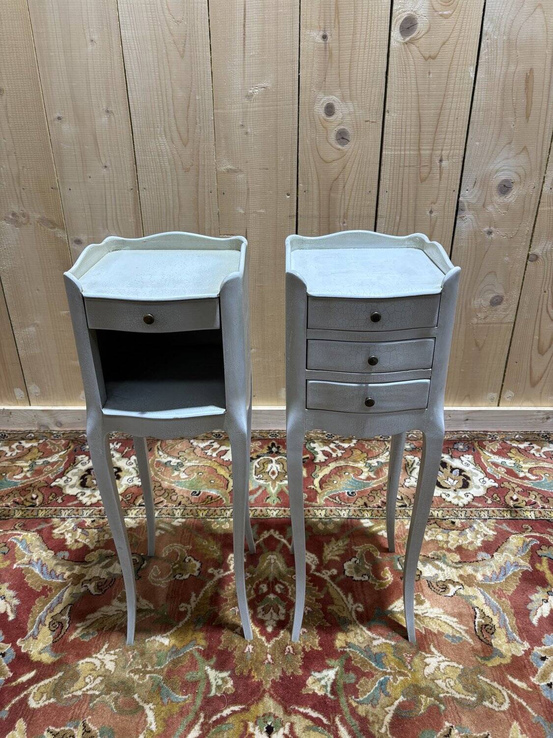 Pair of white Louis XV style bedside tables.