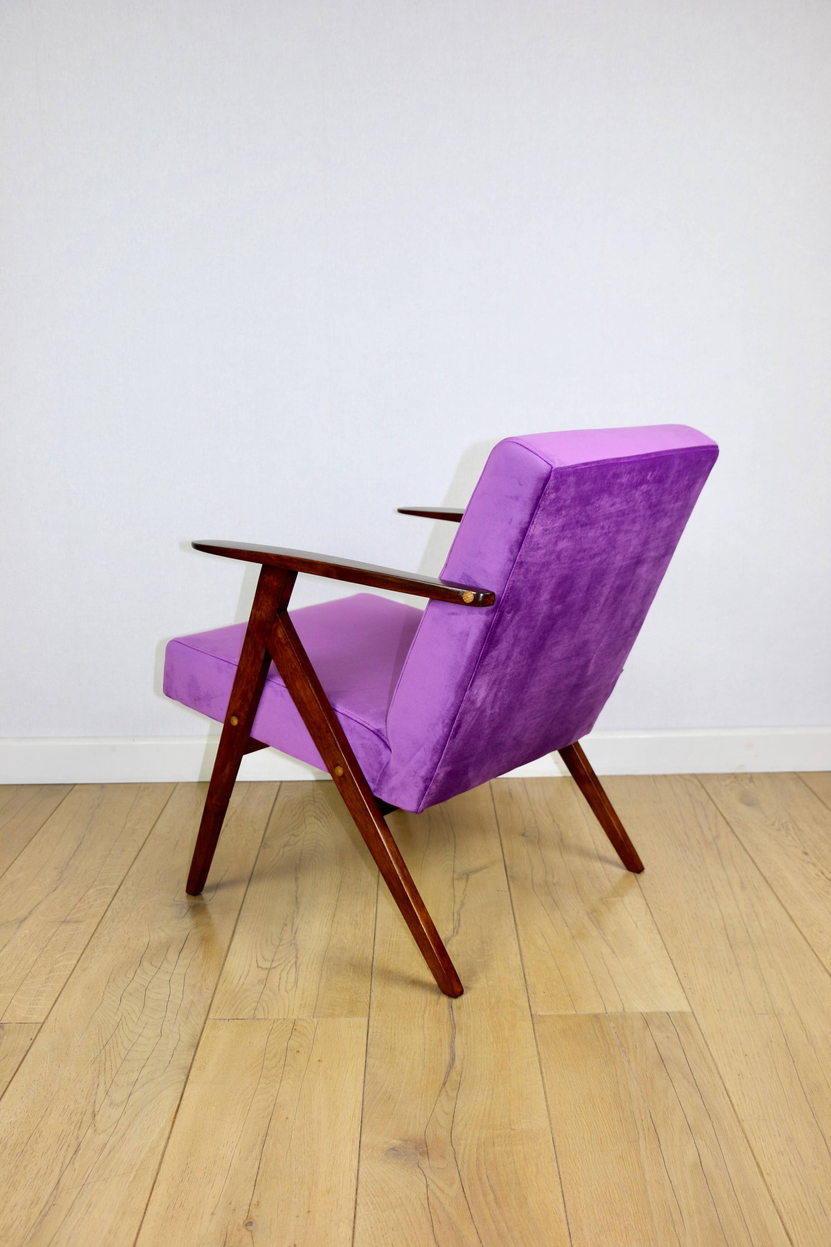Vintage armchair like VAR purple velvet - 2 pieces available