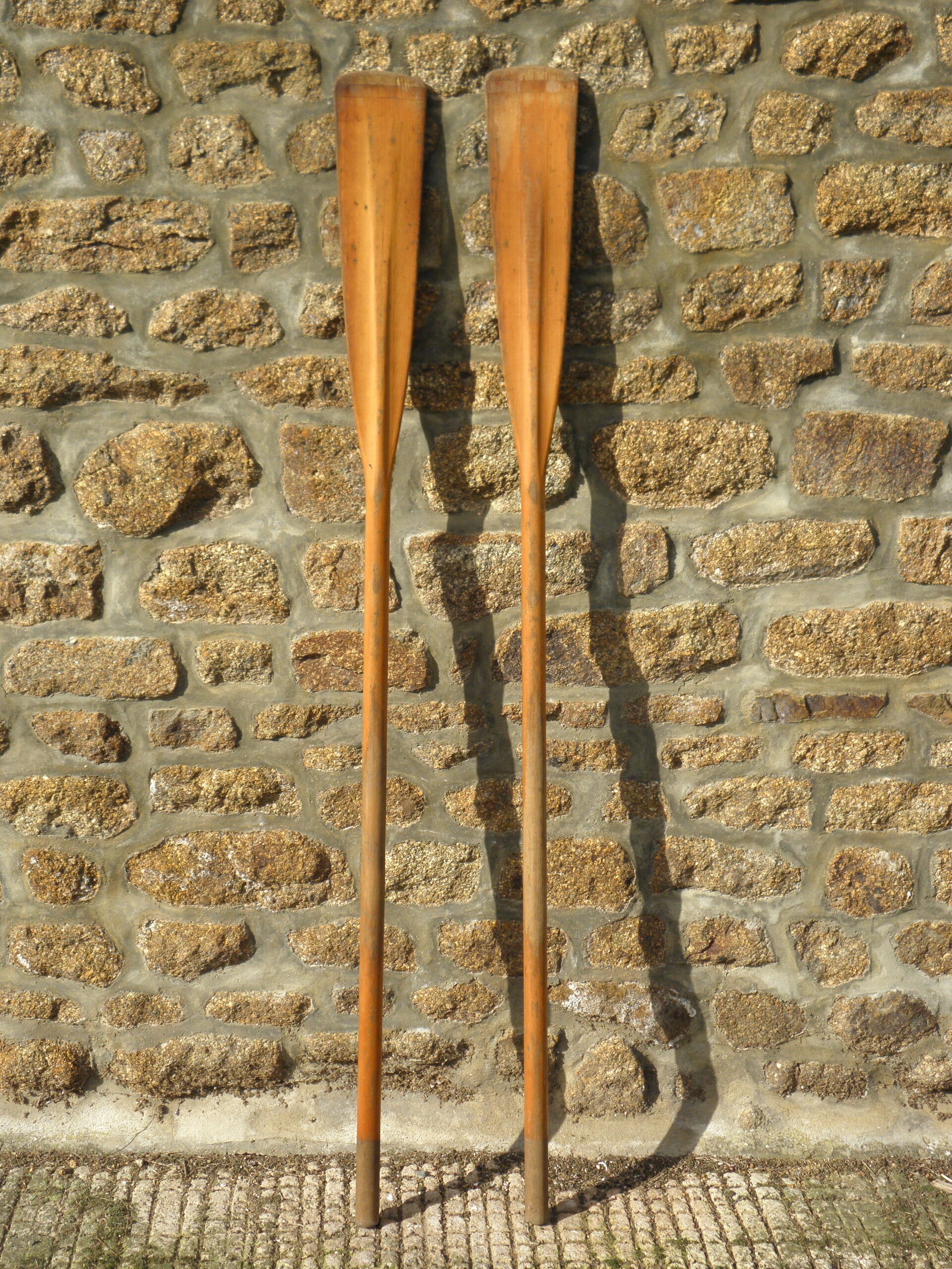 Pair of old wooden oars 153 cm