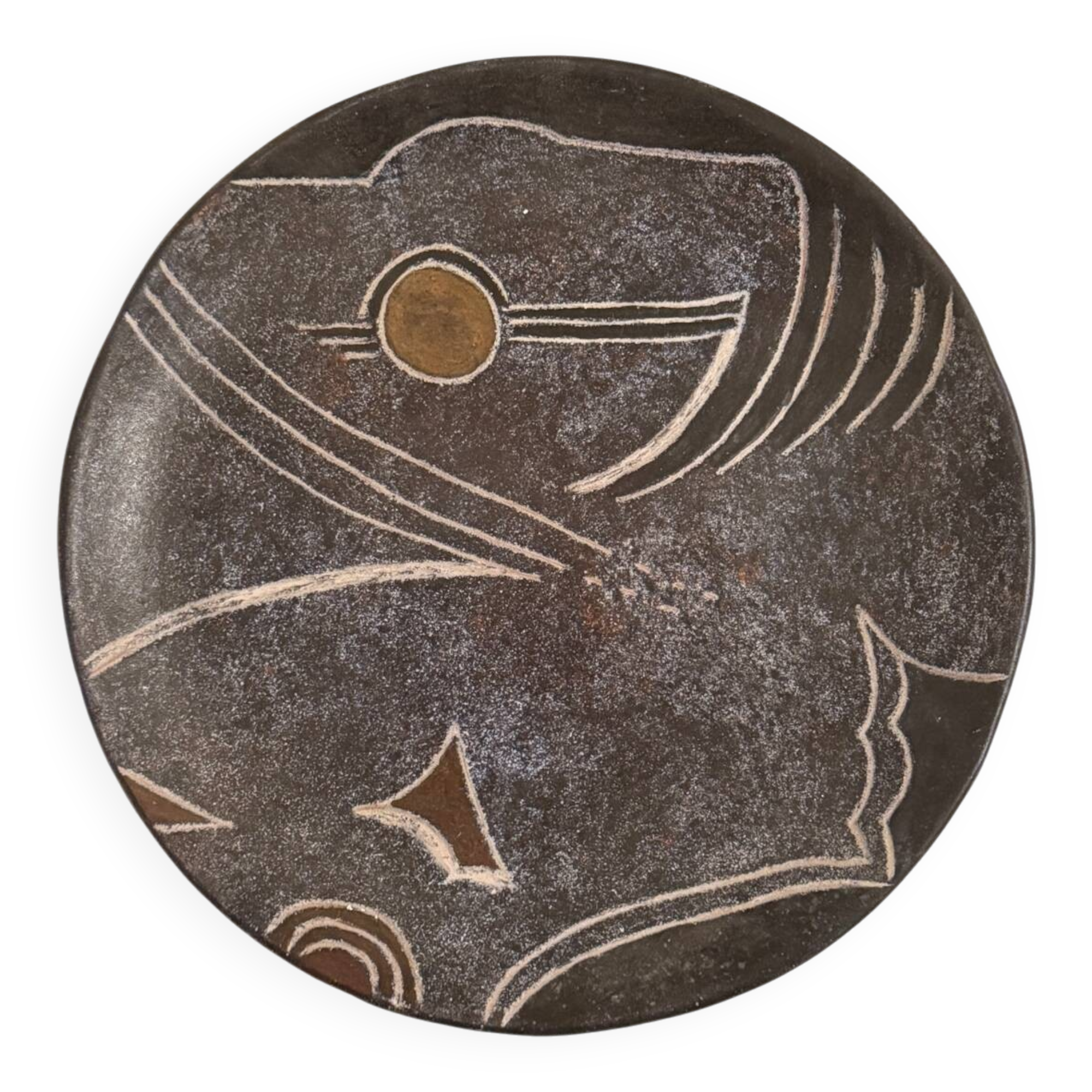 Large flat plate, signed unique piece, by Bernard Buffat