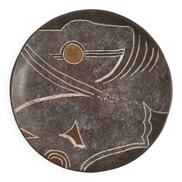 Grande assiette plate, signée pièce unique, par Bernard Buffat