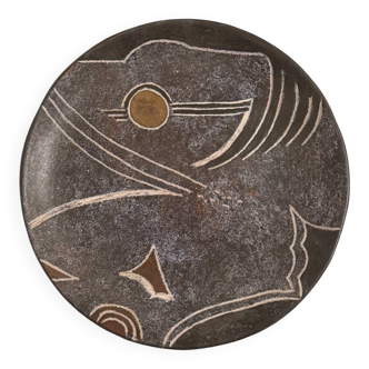 Large flat plate, signed unique piece, by Bernard Buffat