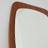 Grand miroir scandinave teck forme libre 1960