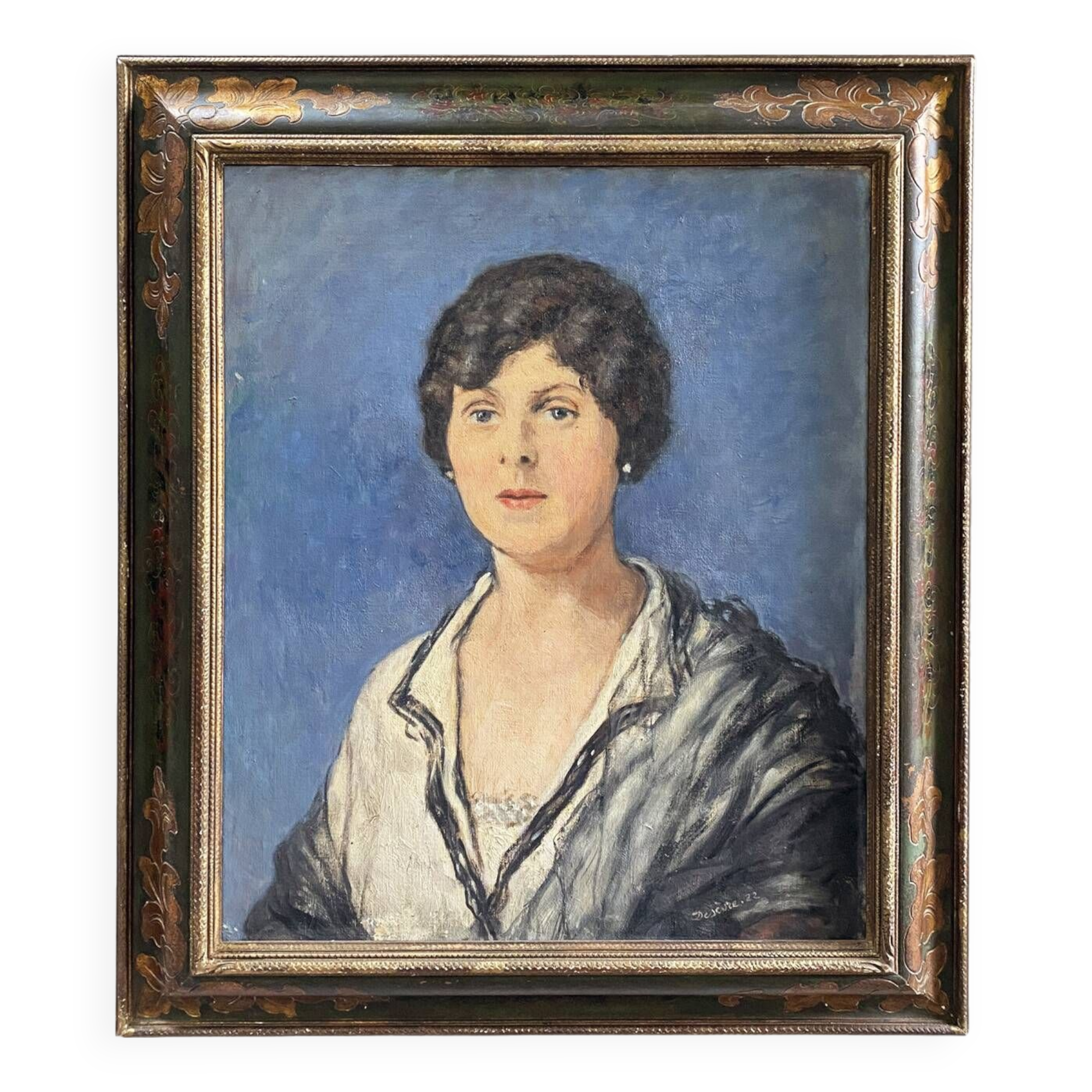 Large 1922 painting "Such a sweet face" signed Desèvre