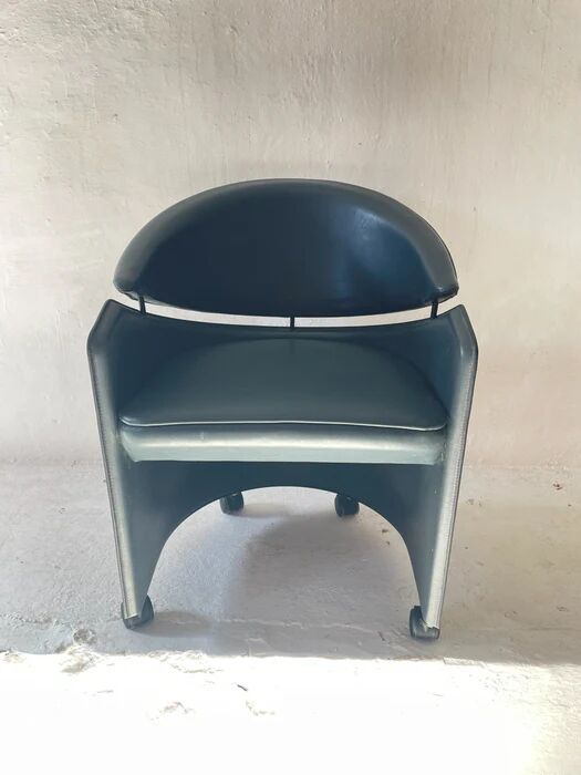 Italian leather armchair on casters by Matteo Grassi, 1990s