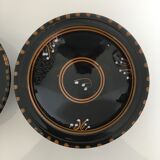 Set 3 plats creux noirs décorés