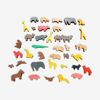 Lot figurines - animaux en bois -