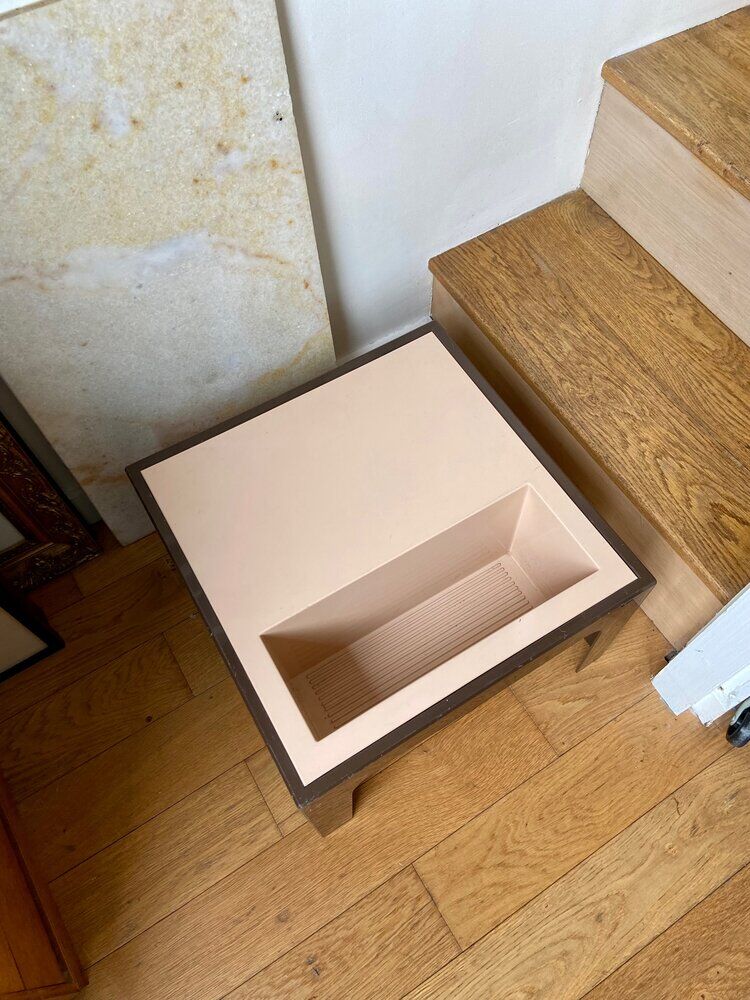 Beige and brown coffee table