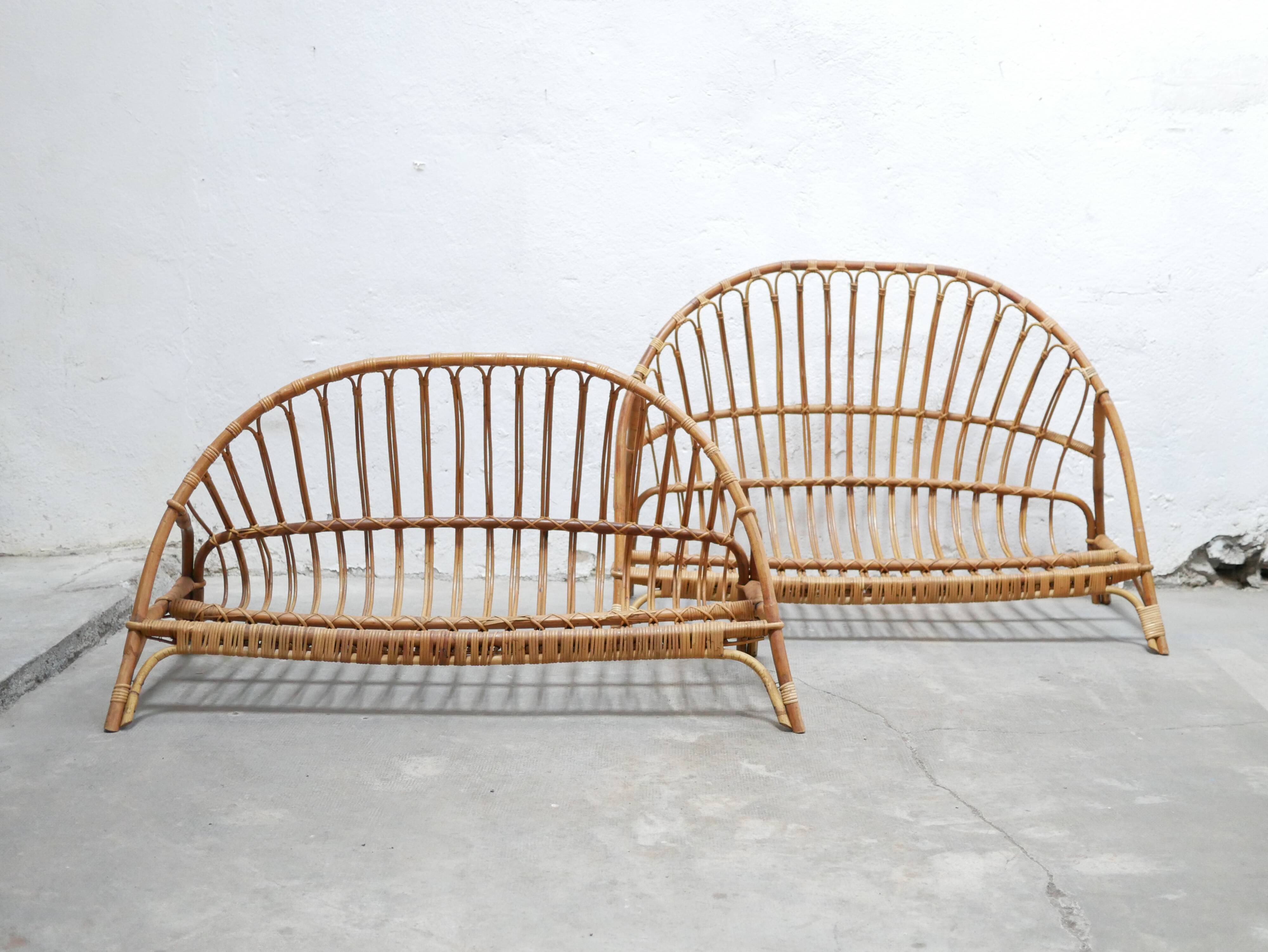 Vintage rattan basket bed 120cm x 190cm