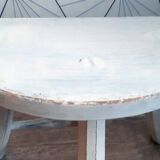 White brutalist tripod stool.