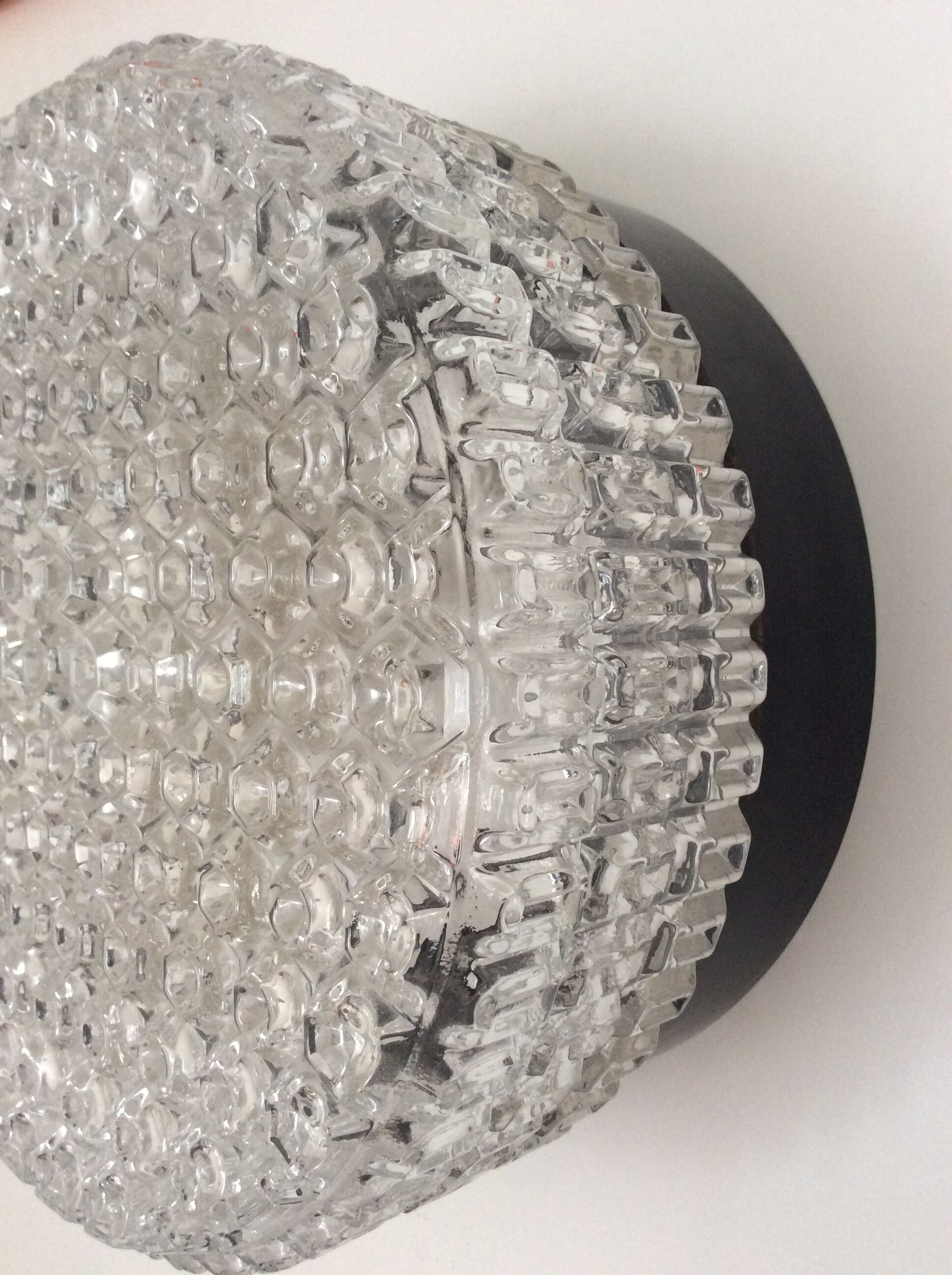 Vintage wall lamp from the 70s in molded glass