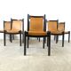 Vintage italian sling leather dining chairs, 1960s