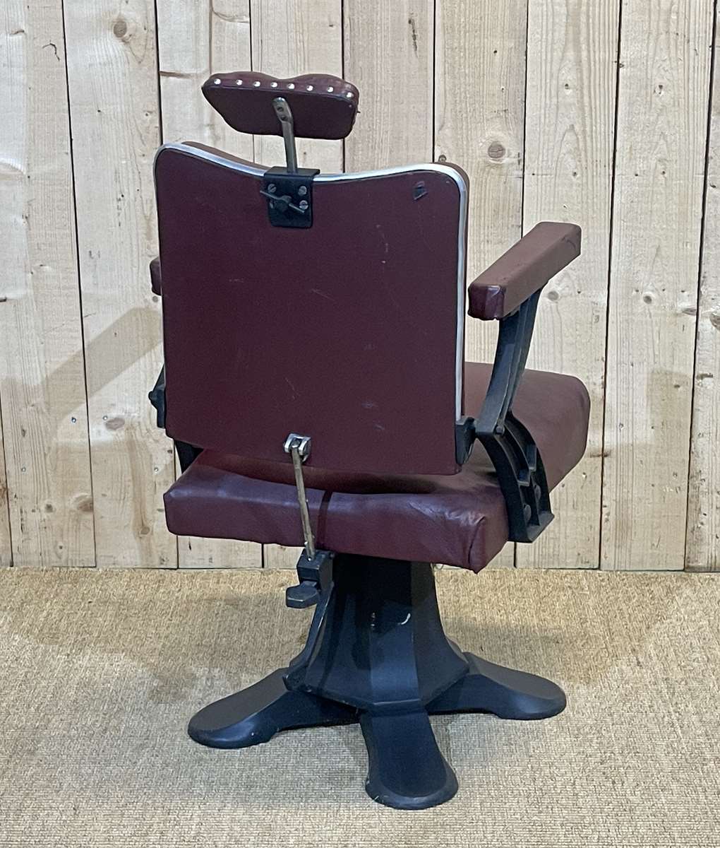 1950s hairdresser's chair covered with skaï - slightly reclining backrest