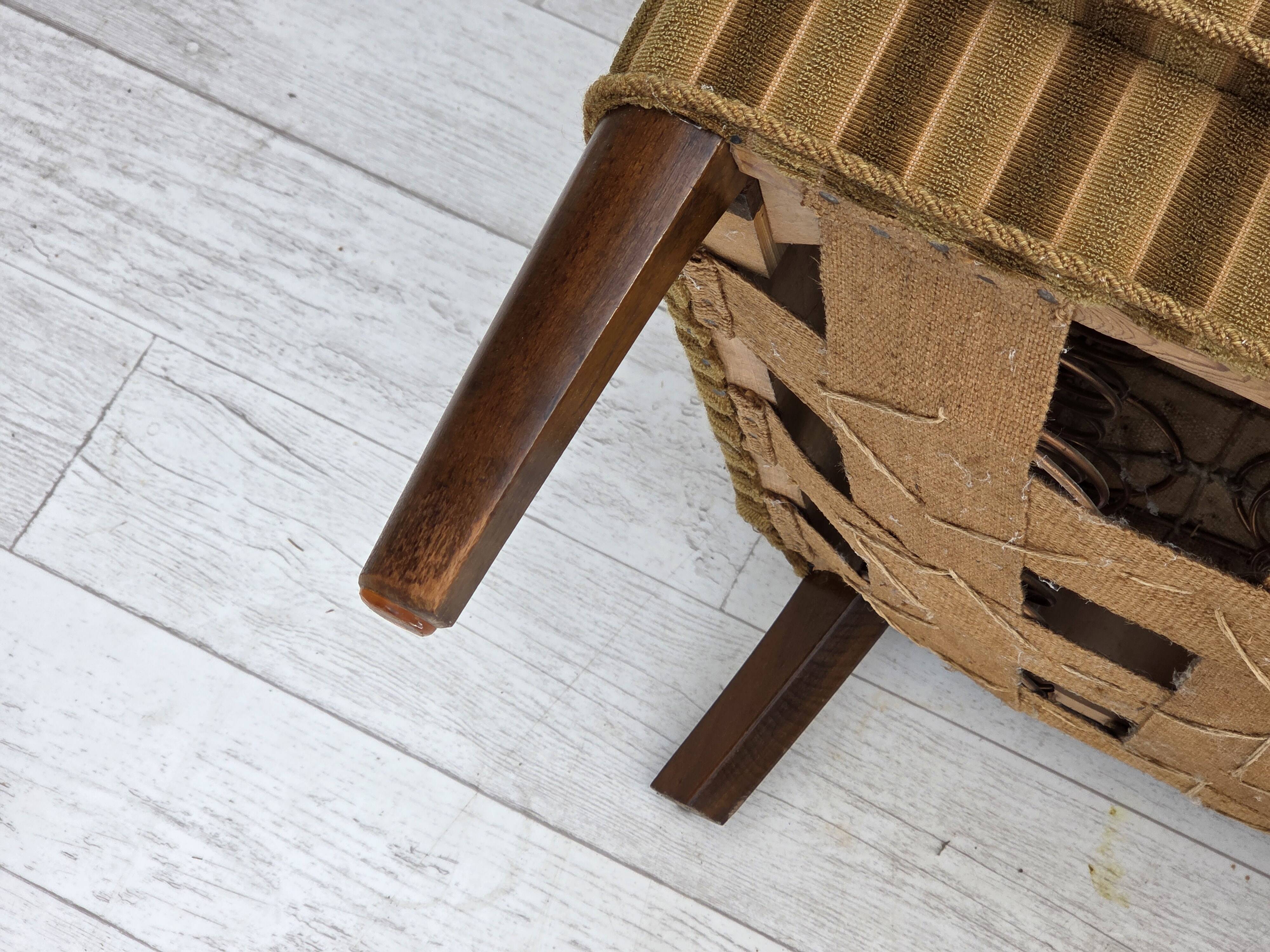 1960s, 3-seater Danish sofa, green furniture wool, original condition.