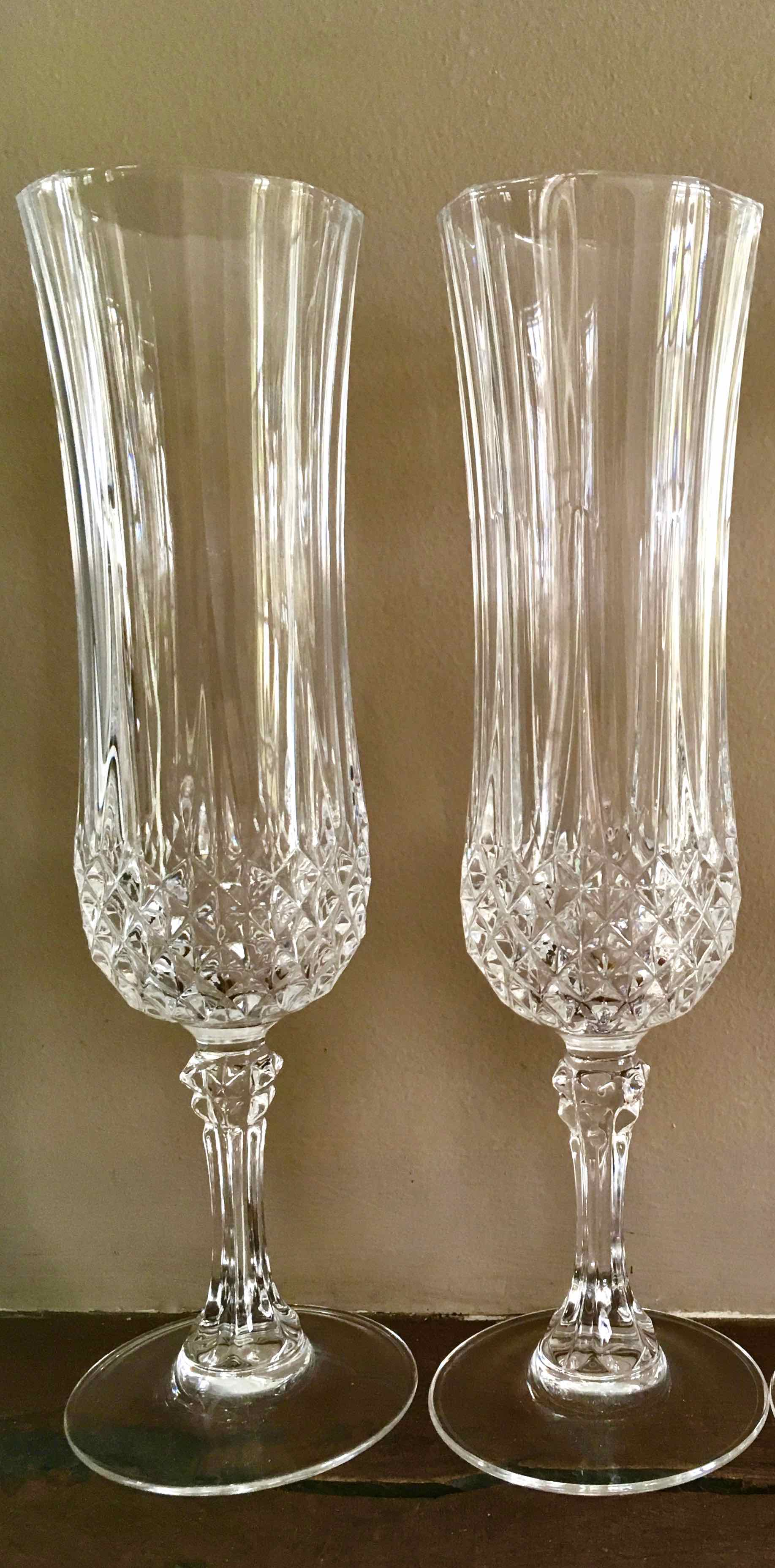 Set of 6 crystalline champagne flutes cut